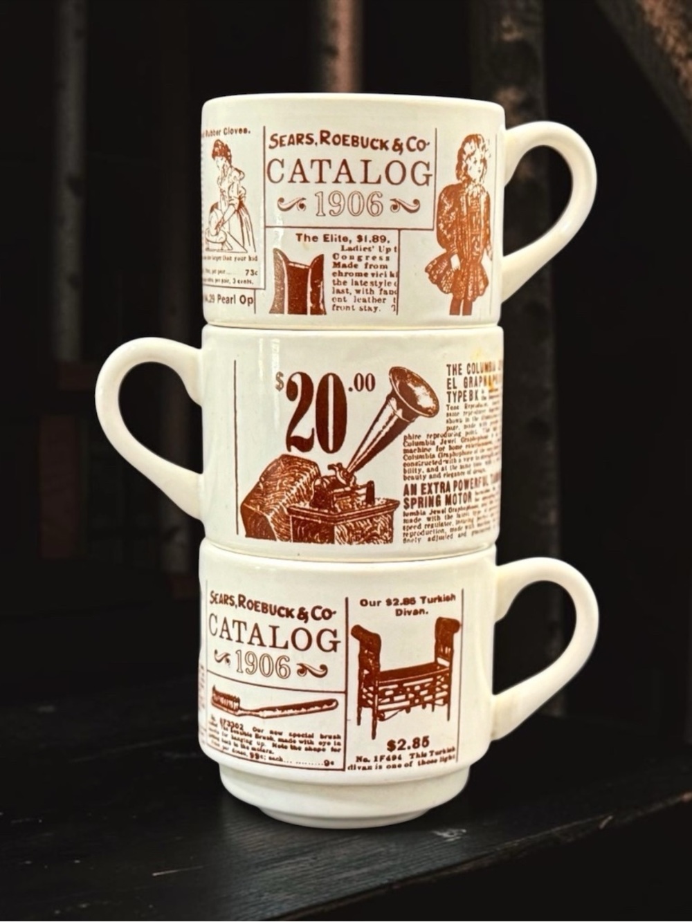SEARS, ROEBUCK & CO 1906 Catalog Commemorative Ceramic Mugs (3)